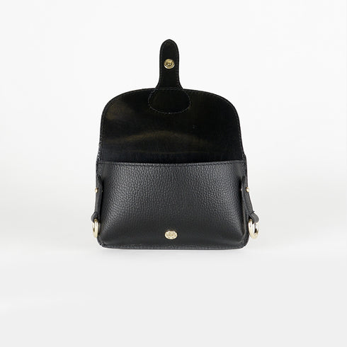 Bolso de bandolera porta móvil de piel Pili negro