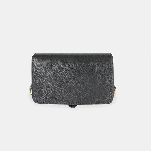 Bolso de bandolera porta móvil de piel Pili negro