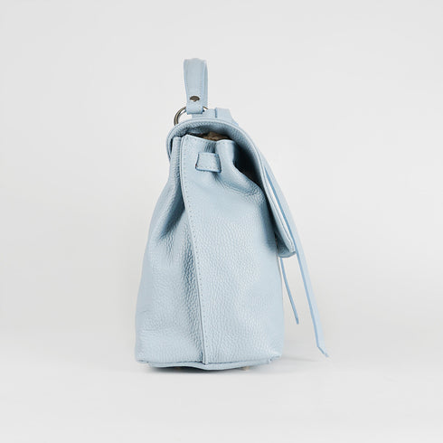 Bolso de mano de piel bolso grande con solapa para mujer celeste Beca