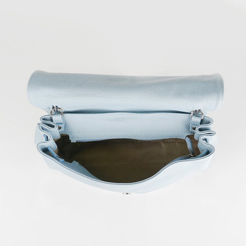 Bolso de mano de piel bolso grande con solapa para mujer celeste Beca