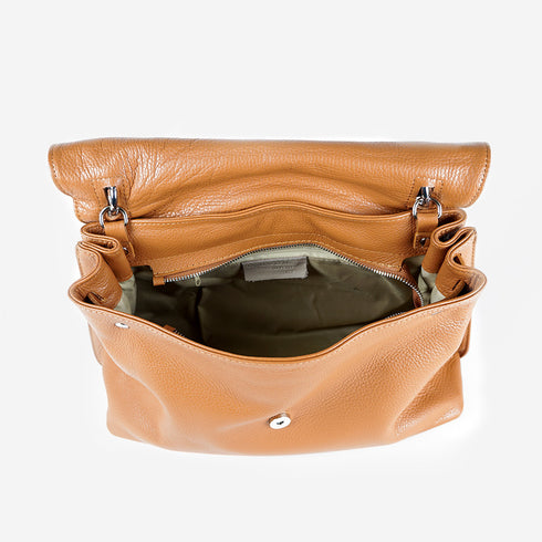 Bolso de mano de piel bolso grande con solapa para mujer marrón Beca