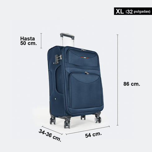 Maleta de viaje blanda extensible 56cm/66cm/76cm/86cm, 10kg/15kg/20kg/23kg, de tela poliéster Pissa Azul