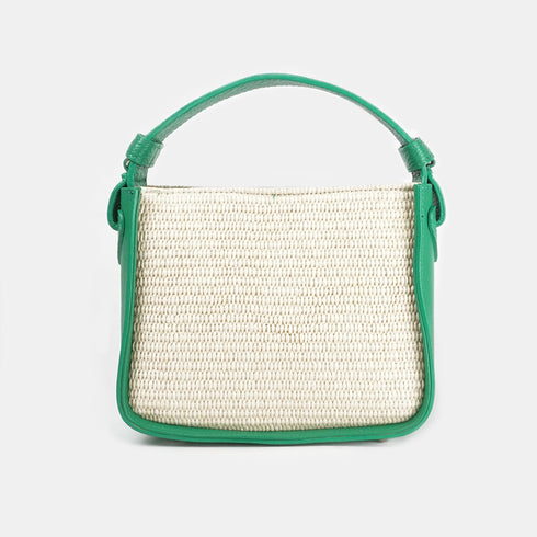 Bolso de mano de piel y rafia para mujer Pandorina Verde