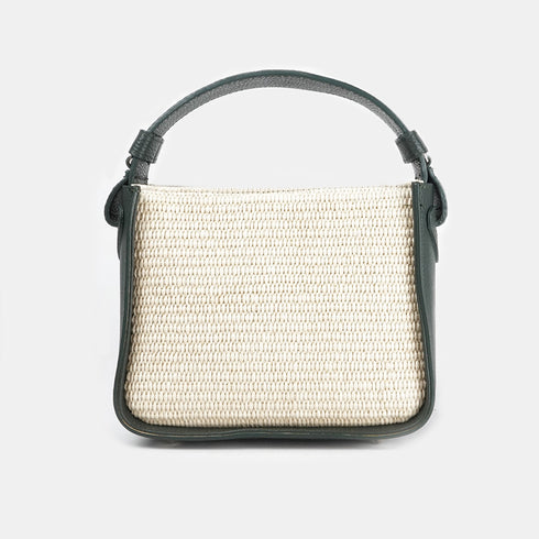 Bolso de mano de piel y rafia para mujer Pandorina Verde oscuro