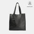 Bolso tote de piel liso de mujer negro Stella